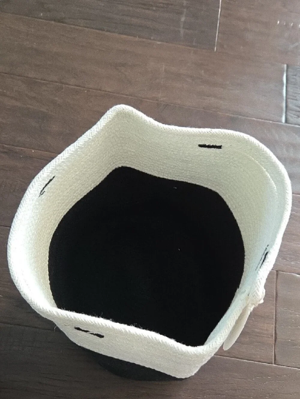 Two-Tone Black and Cream Rope Storage Basket